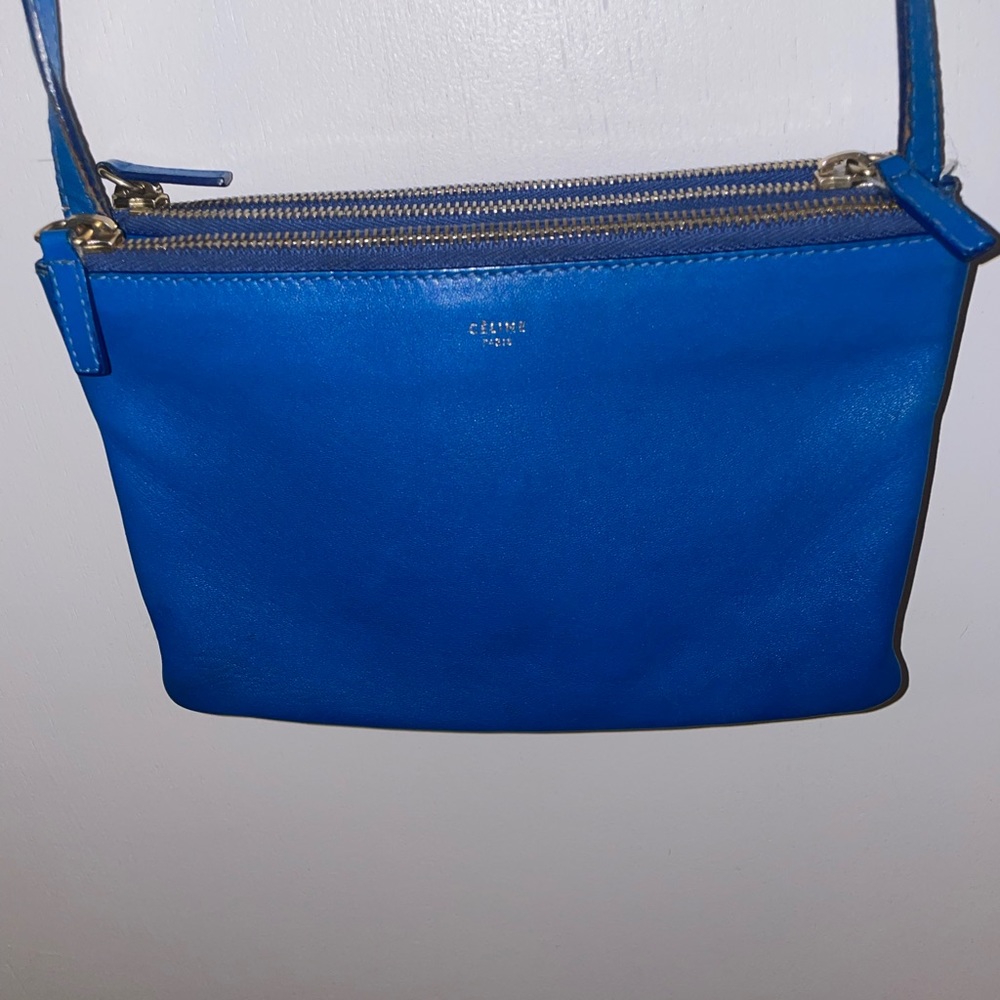 AUTHENTIC BLUE CELINE 3 POUCH CROSSBODY PURSE